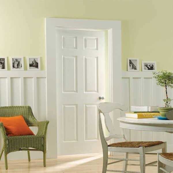Masonite 30 in. x 80 in. 6 Panel Right-Handed Solid Core Textured Primed Composite Single Prehung Interior Door, Primed White - Image 4