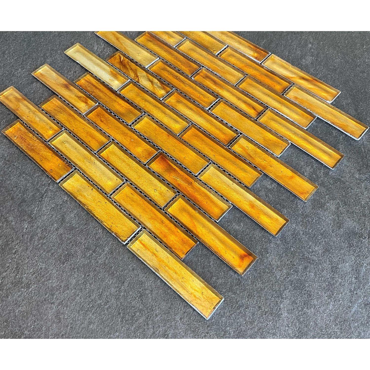 Iridescent 1 x 4 Brick Pattern Glass Mosaic Wall Tile ES Stone - Image 3