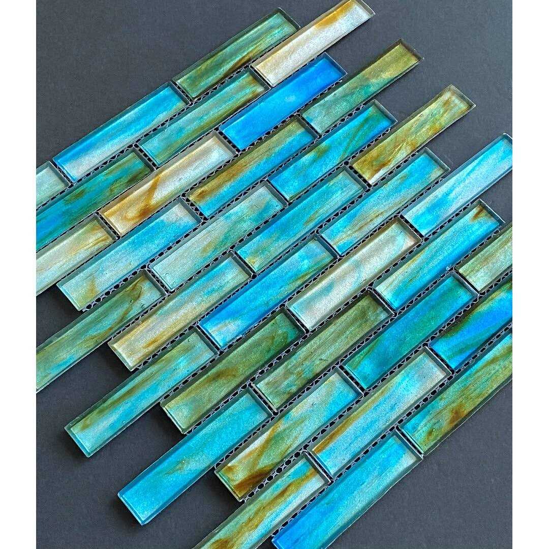 Iridescent 1 x 4 Brick Pattern Glass Mosaic Wall Tile ES Stone - Image 4
