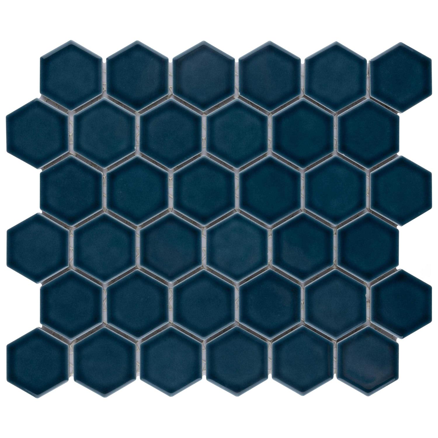 Merola Tile Tribeca 2 in. Hex Glossy 11-1/8 in. x 12-5/8 in. Porcelain Mosaic Tile - Image 4