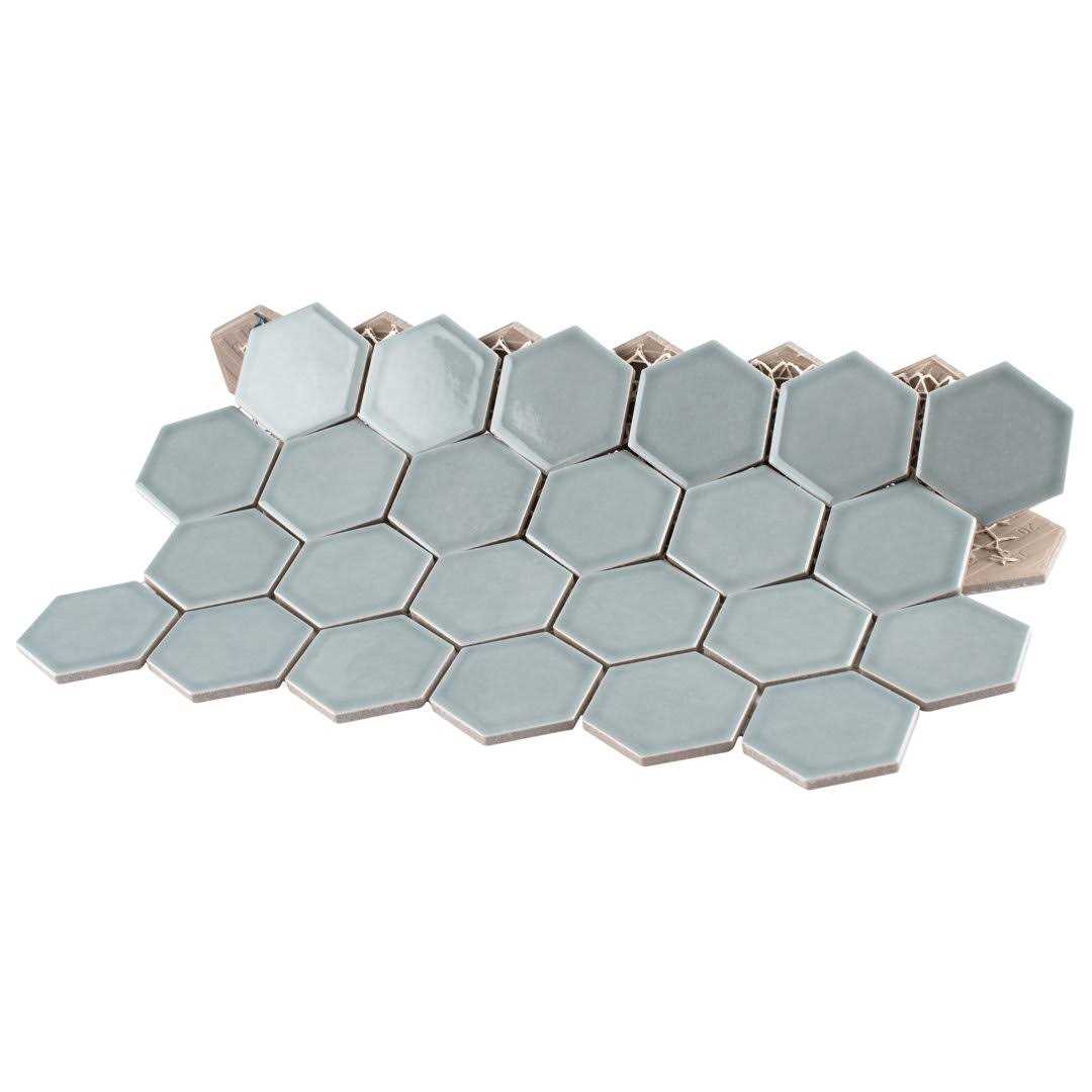 Merola Tile Tribeca 2 in. Hex Glossy 11-1/8 in. x 12-5/8 in. Porcelain Mosaic Tile - Image 3