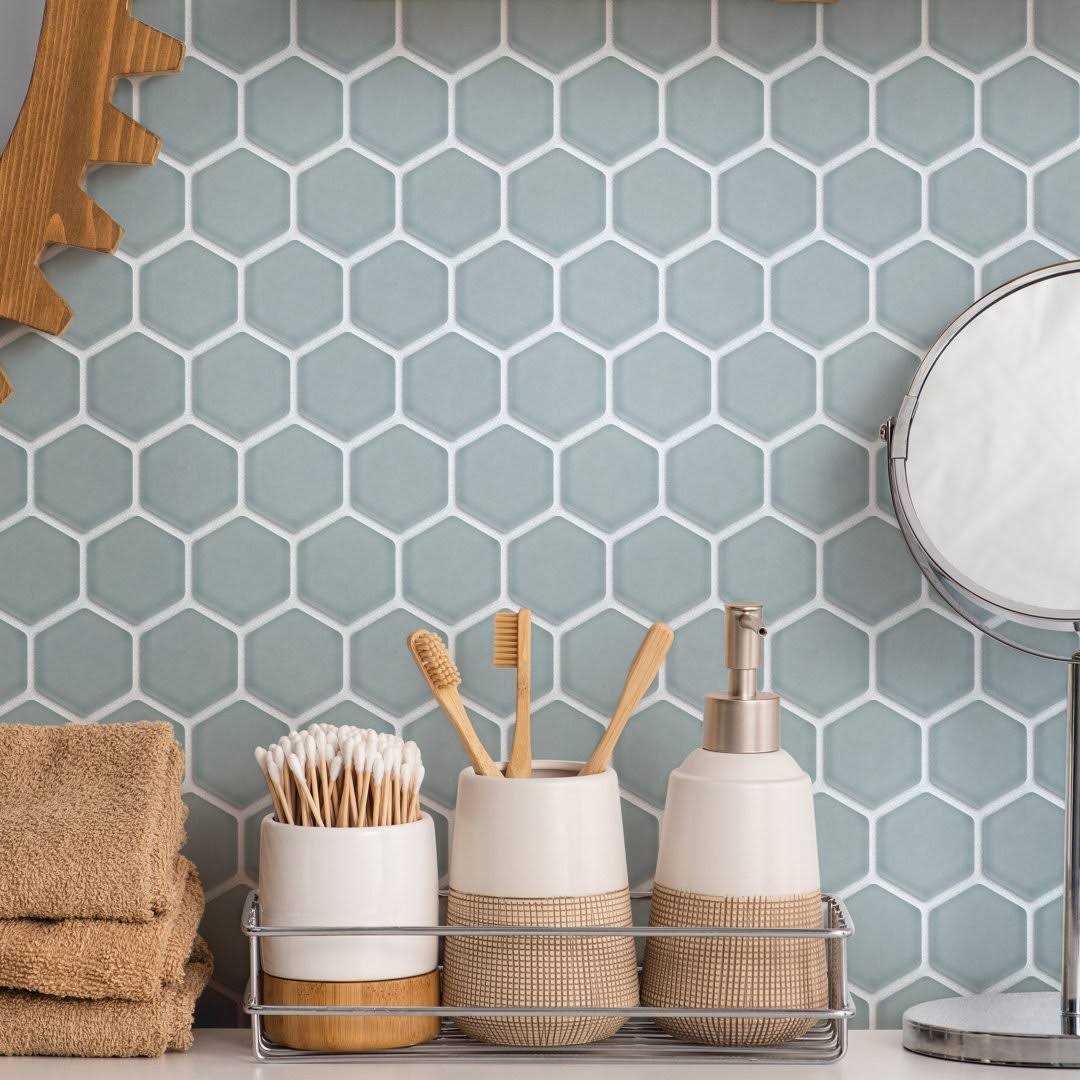 Merola Tile Tribeca 2 in. Hex Glossy 11-1/8 in. x 12-5/8 in. Porcelain Mosaic Tile - Image 5