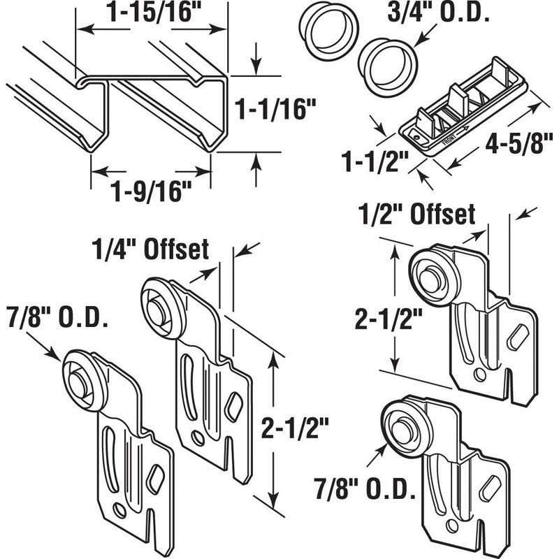 L E Johnson 161793 by Pass 2 Door Hardware Set 72 in - Image 5