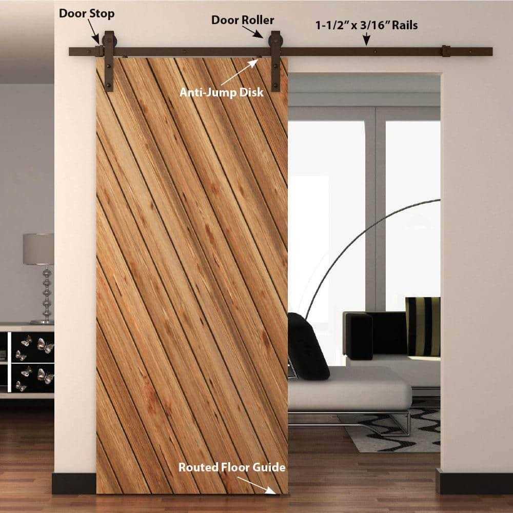 American Pro Decor Solid Steel Sliding Rolling Barn Door Hardware Kit for Single Wood Doors - Image 5