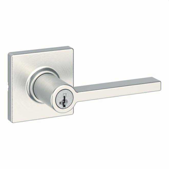 Kwikset 405CSLSQT-514S Casey Keyed Entry Door Lever with Square Rose - Image 3