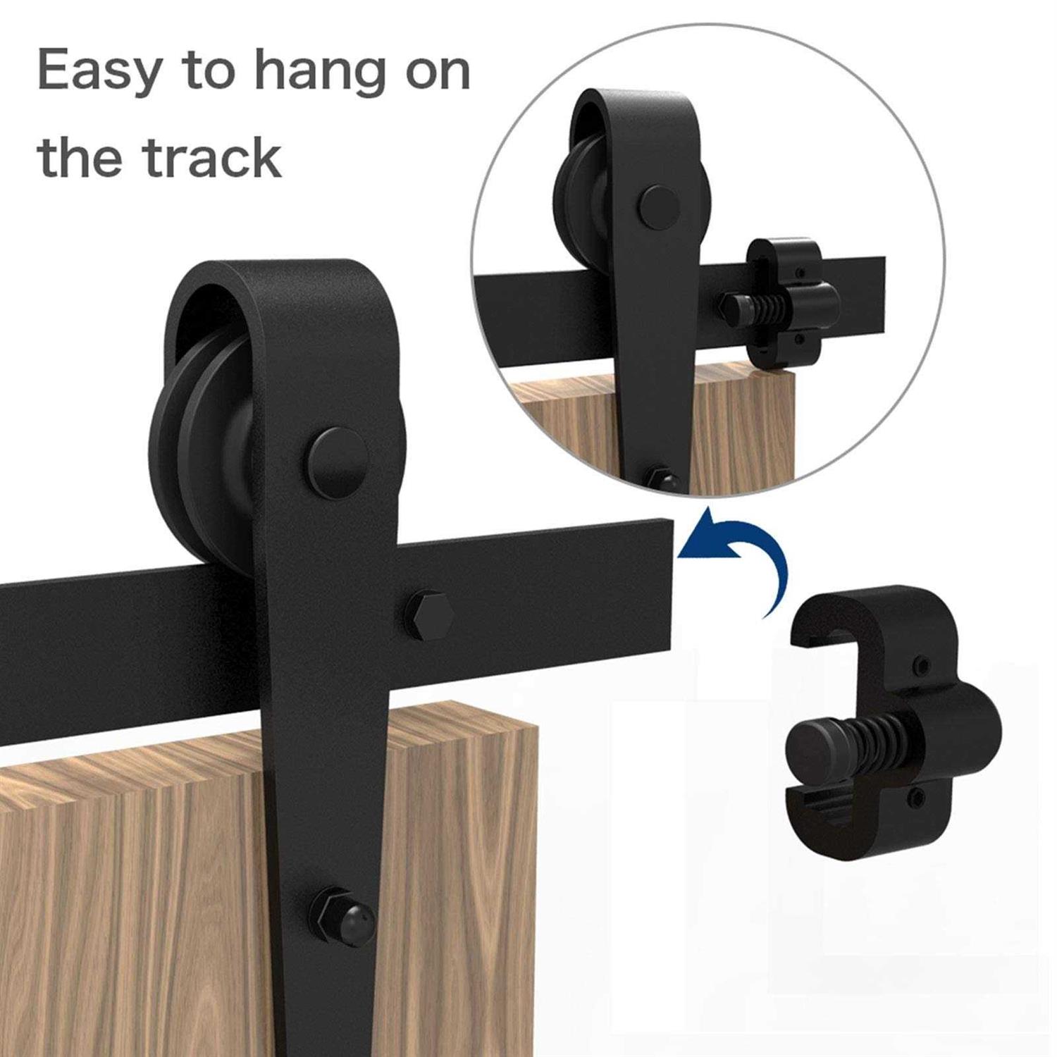 Ccjh Sliding Barn Door Stop Upgrade Barn Door Stoppers Hardware for Top Track 1 Pair Black - Image 4