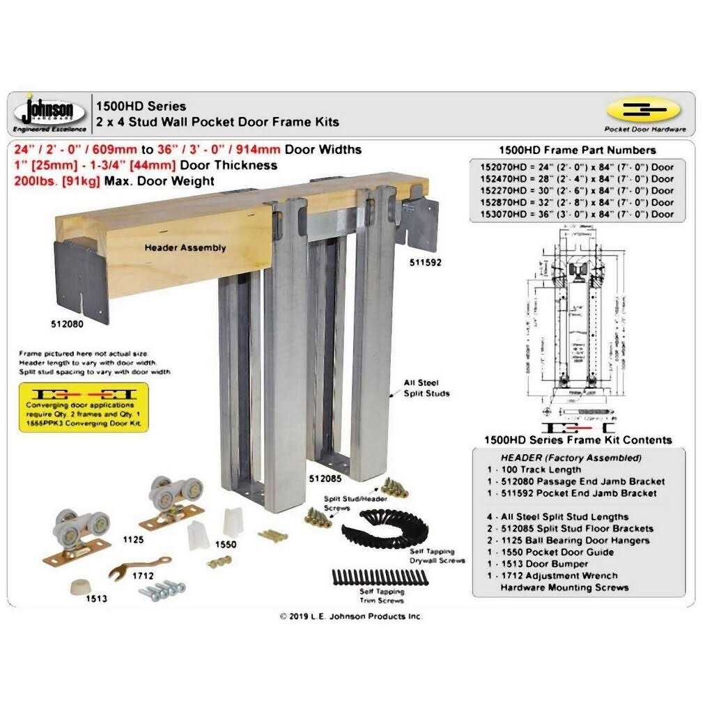 Johnson Hardware 1500 Series Pocket Door System Frame Kit for 30 x - Image 4