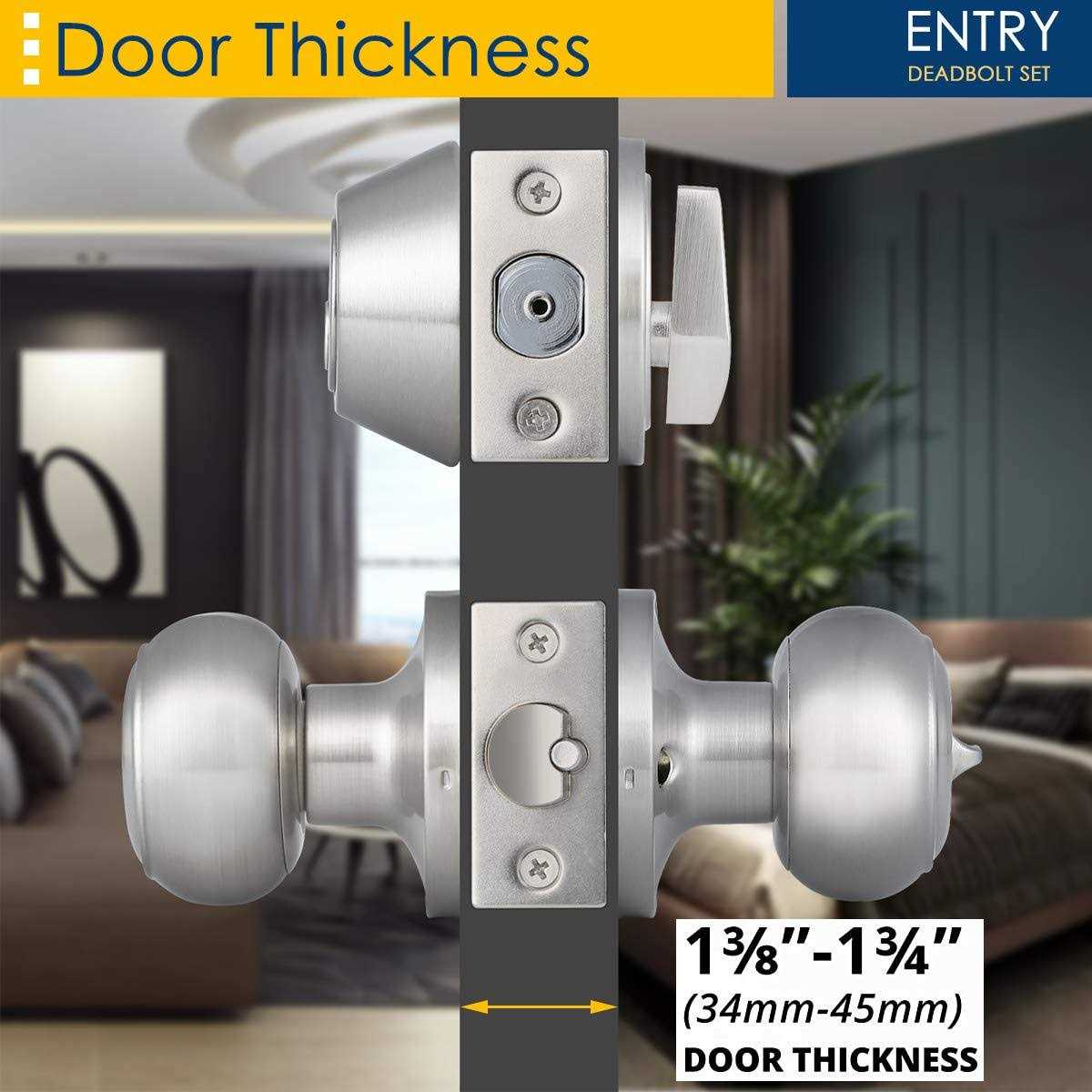 home improvement direct Entry Door Knob and Single Cylinder Deadbolt Combo Pack in Satin Nickel - Image 4