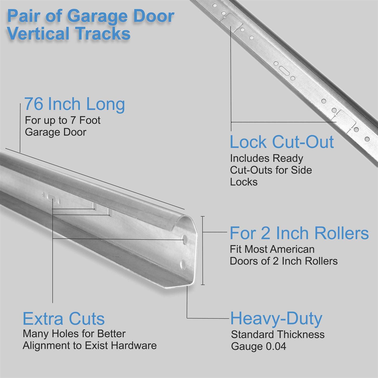 hooima Garage Door Vertical Track Replacement Set of Left and Right for 7 Foot Tall - Image 5