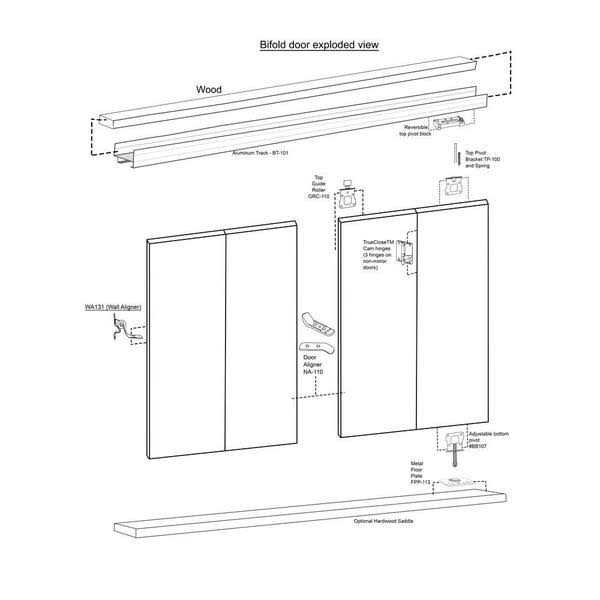 Impact Plus Smooth Flush Solid Core White MDF Interior Closet Bi-Fold Door with Matching Trim - Image 4