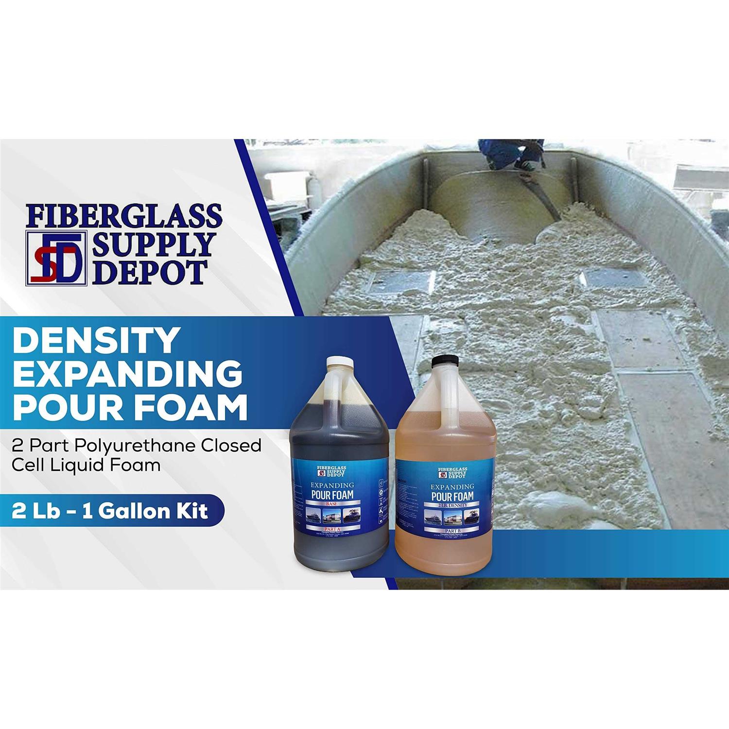 Fiberglass Supply Depot 4 Lb. Density Expanding Foam Kit 2 Part Closed Cell Polyurethane Liquid Foam for Boat and Dock Flotation - Image 4