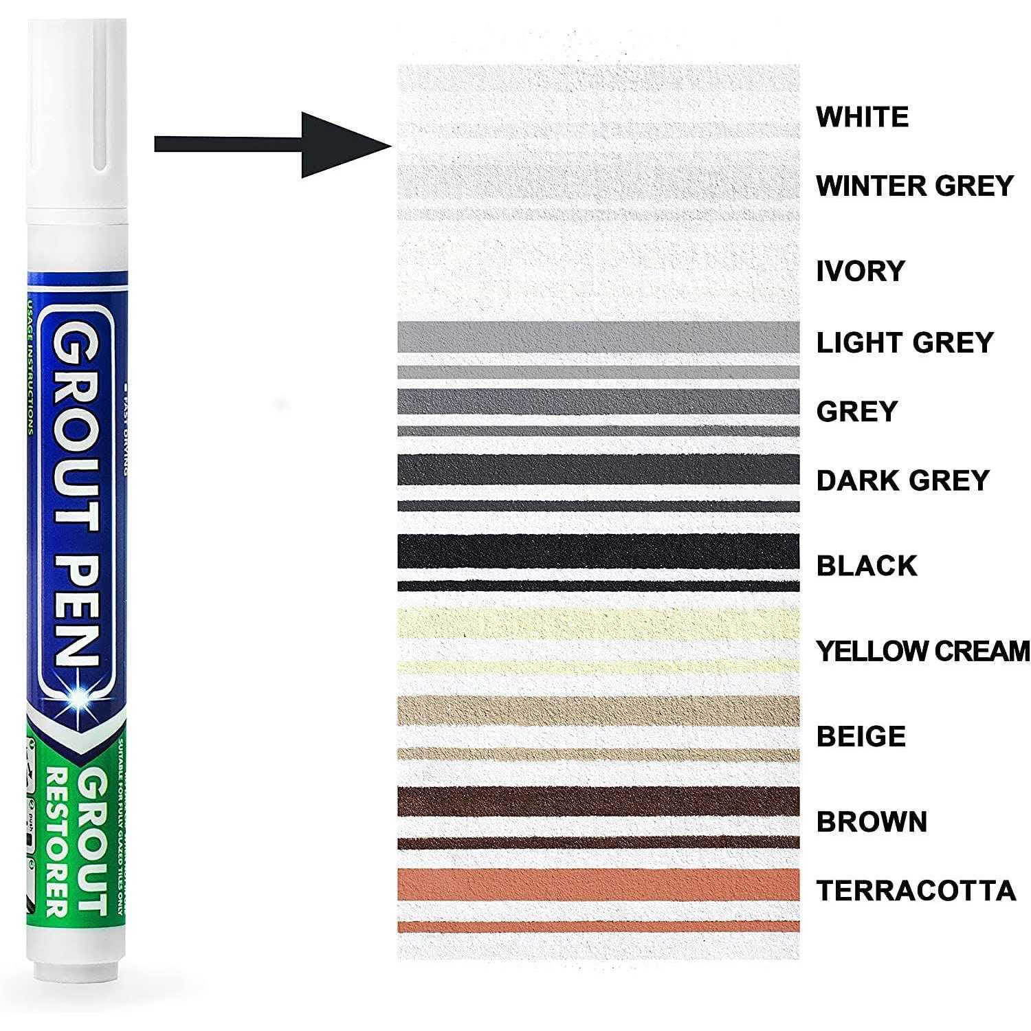 Grout Pen Tile Paint Marker Waterproof Grout Paint, Tile Grout Colorant and Sealer Pen - Image 3