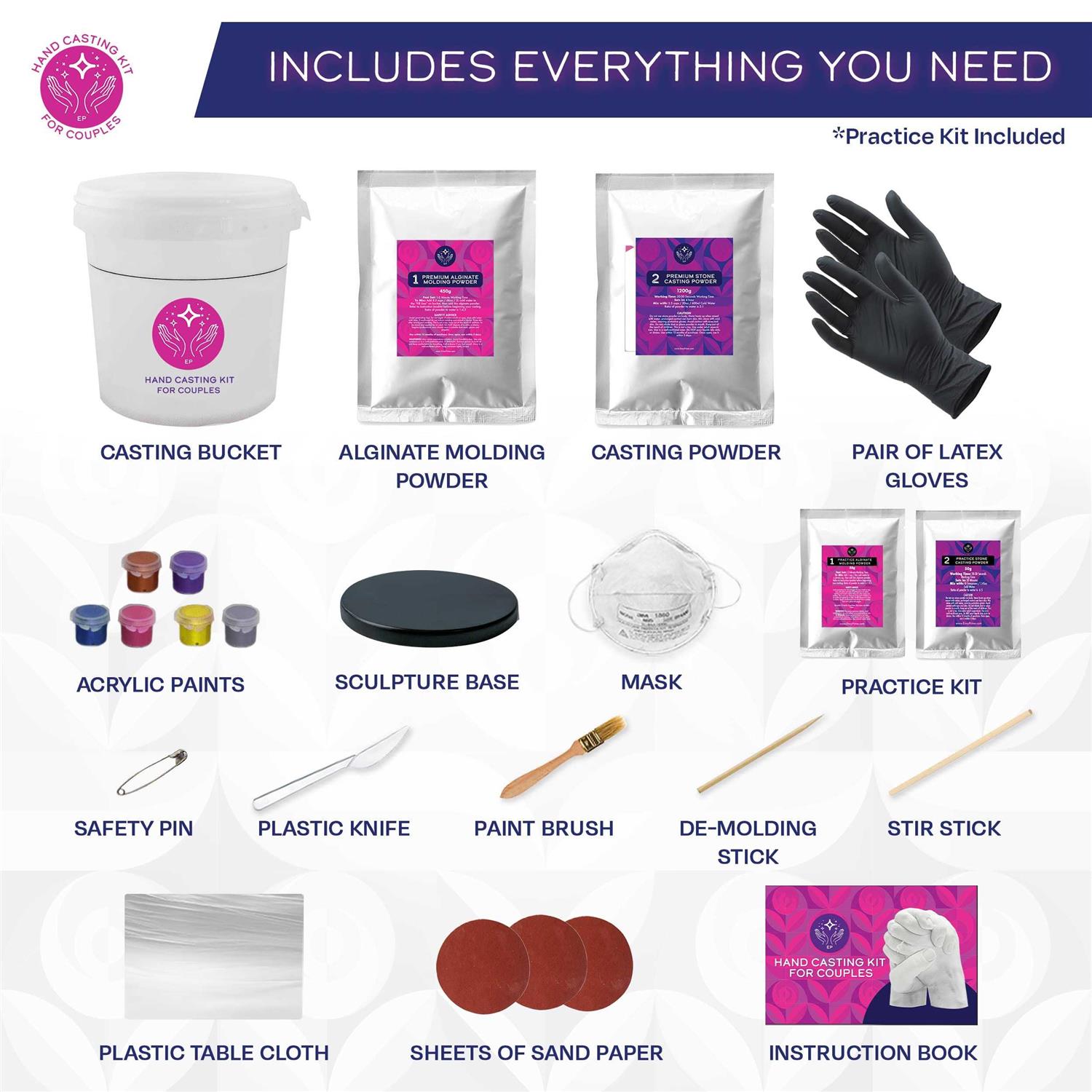 Envy Prime Hand Casting Kit for Couples with Practice Kit Hand Mold Casting Kit Anniversary - Image 5