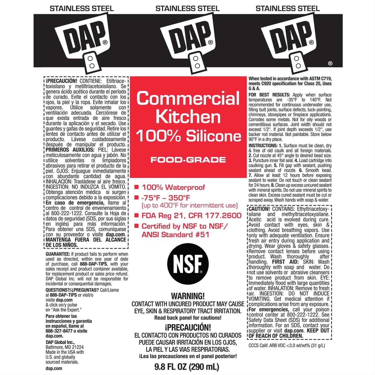 Dap Commercial Kitchen Silicone Sealant - Image 4