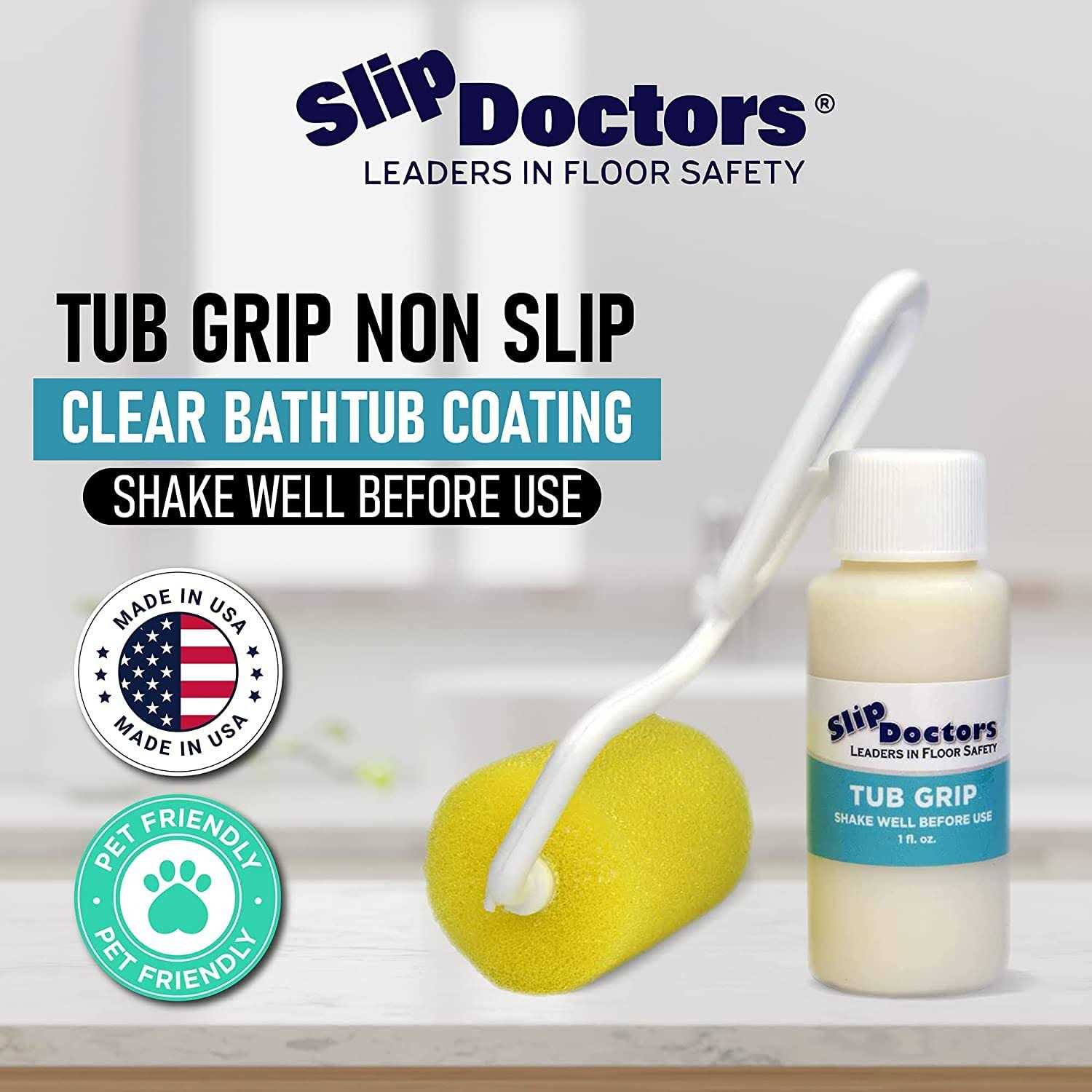 SlipDoctors Tub Grip Anti-Slip Bath & Shower Floor Solution Fixes Slippery Fiberglass & Acrylic Bathtub or Showers - Image 4
