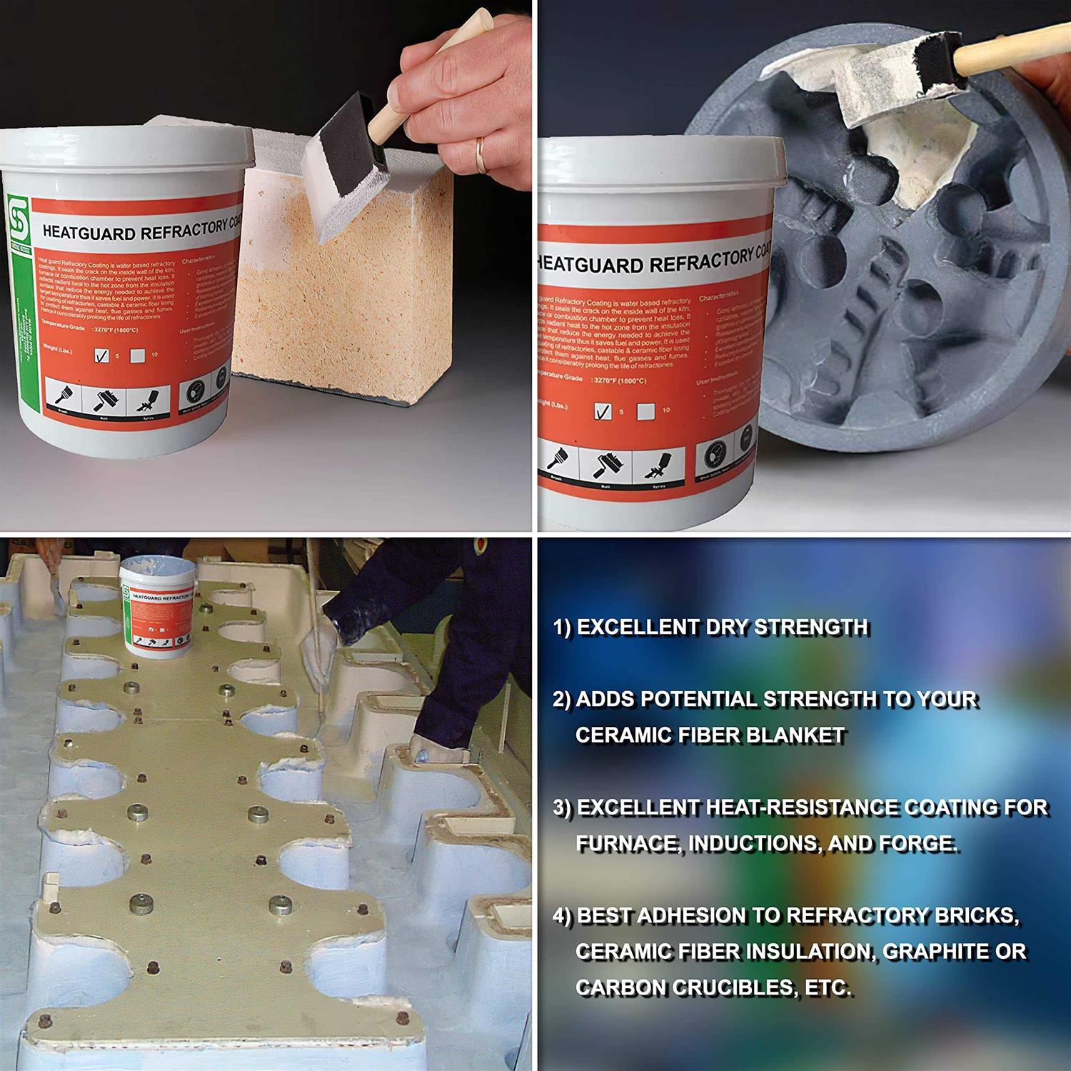 SIMOND STORE 5 lbs. Refractory Coating Heat Guard for Ceramic Fiber Insulation in Blacksmithing Forge - Image 4