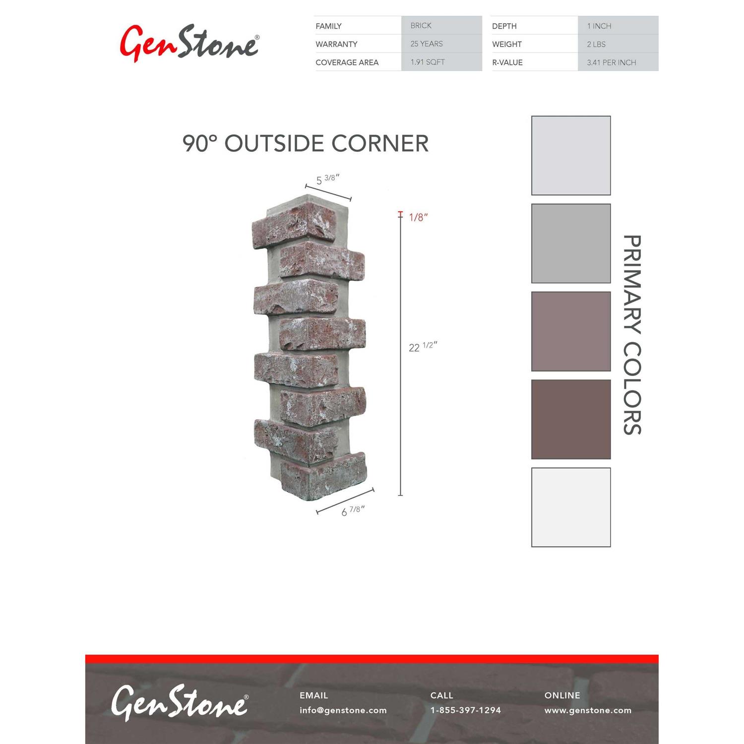GenStone Faux Brick 90 Degree Outside Corner - Image 3
