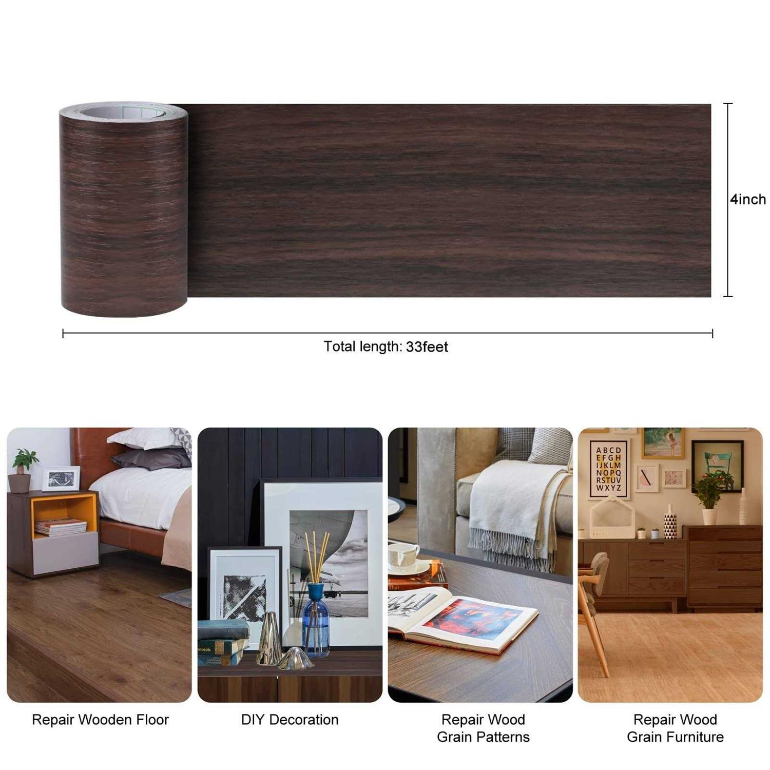 KOBFUN 4 X33' Size Realistic Wood Grain Repair Tape Self Adhesive Wood Grain Repair Patch for Tables - Image 3