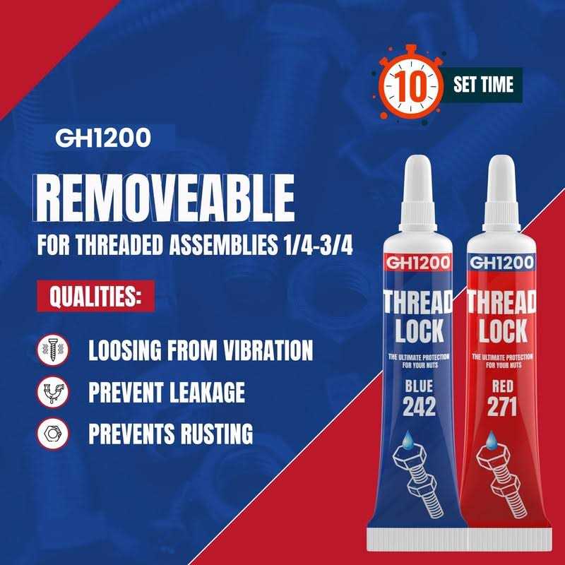 GH1200 2 Pack Thread Lock. 271 and 242 Medium and Strong Strength Locktight for Nuts, Bolts, Fasteners and Metals. Lock Tight Thread Locker - Image 3