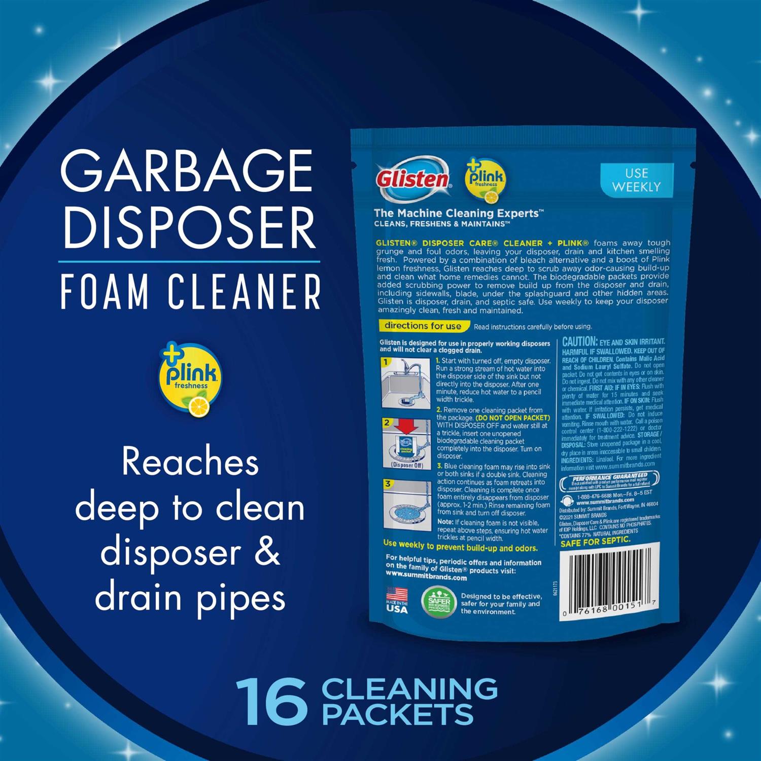 Glisten Garbage Disposer Cleaner and Freshener with Foaming Action - Image 5