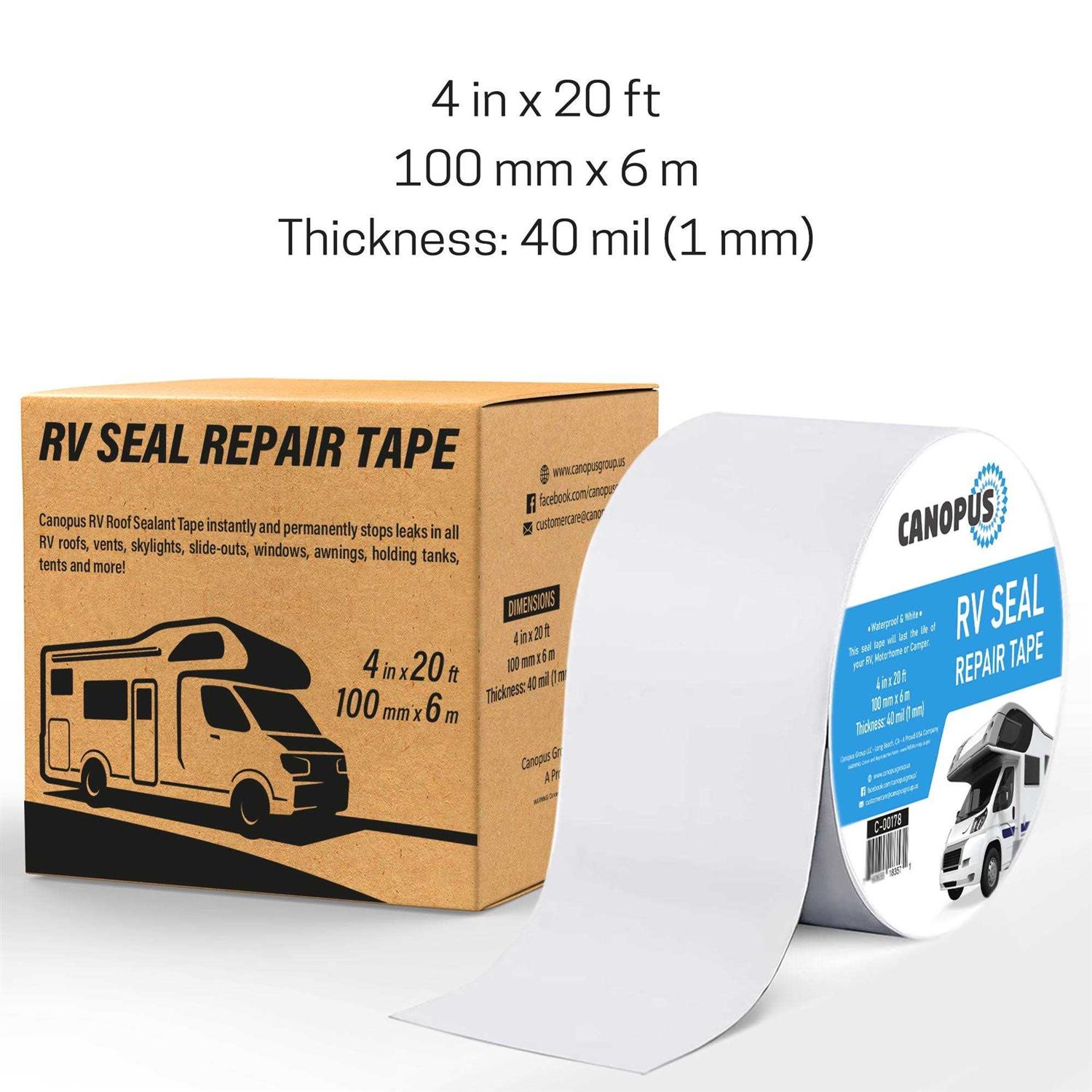 Canopus RV Sealant Tape White 4 Inch x Roof Patch Repair Tape - Image 3