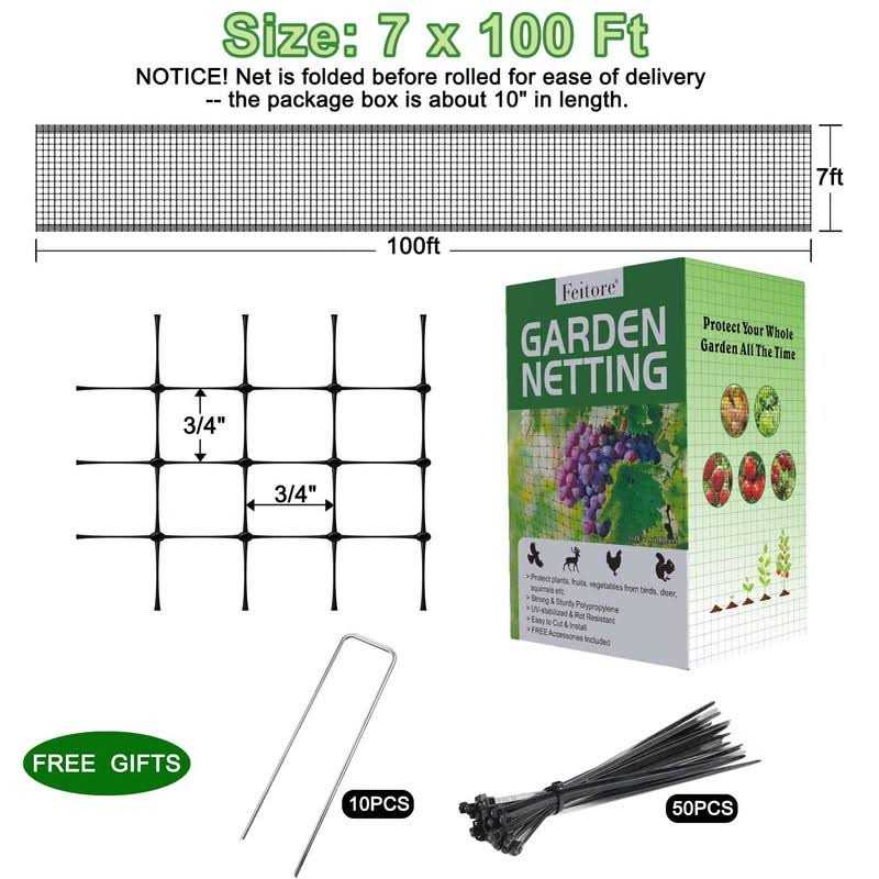 Feitore Deer Fence Netting 7 x 100 Feet Anti Bird Deer Protection Net Reusable Protective Garden Netting for Plants Fruit Trees Vegetables Against - Image 5