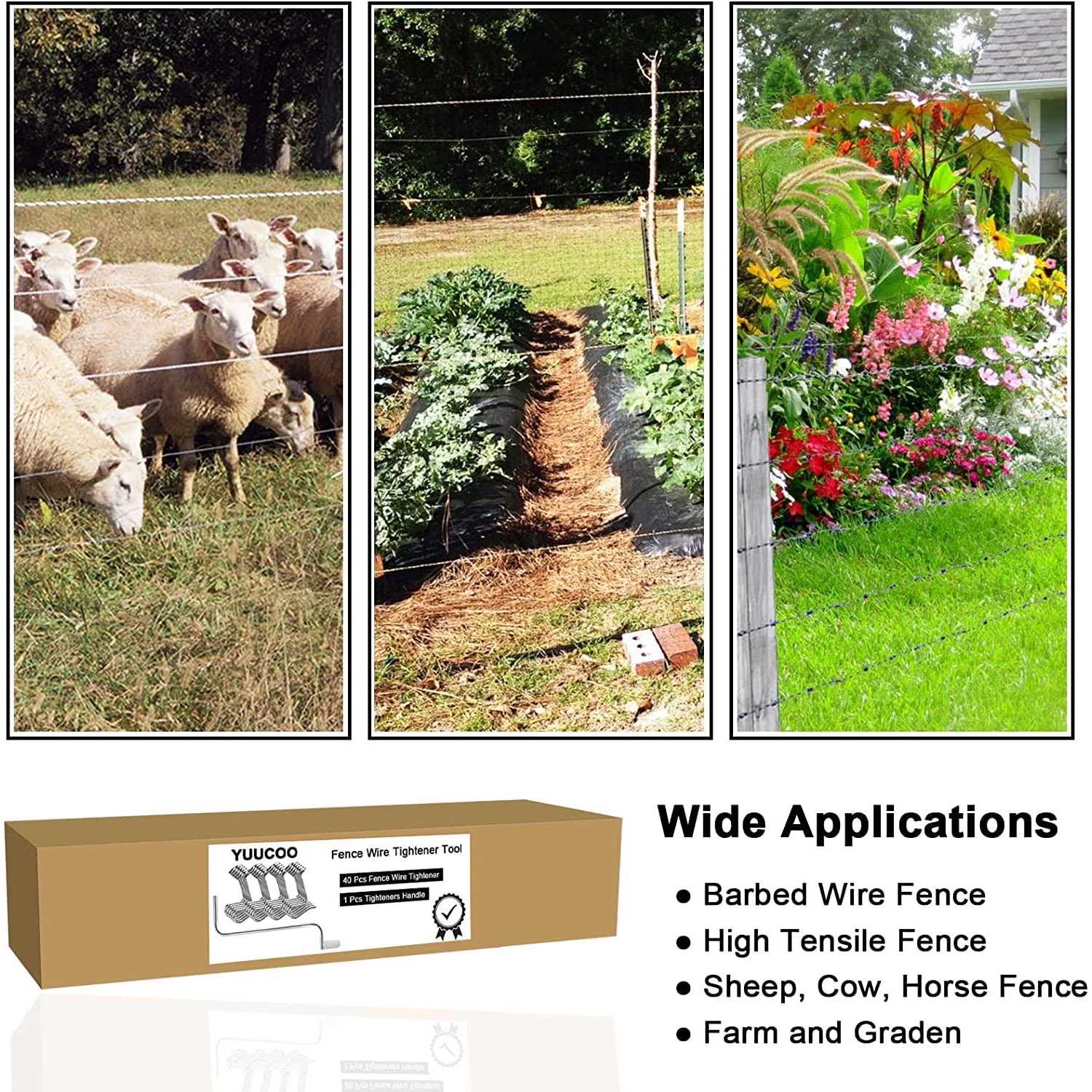 20 Pcs Fence Wire Tightener Tool with Tighteners Handle, Stainless Steel Barbed Wire Fence Tool for Tightening and Fixing Fences - Image 5