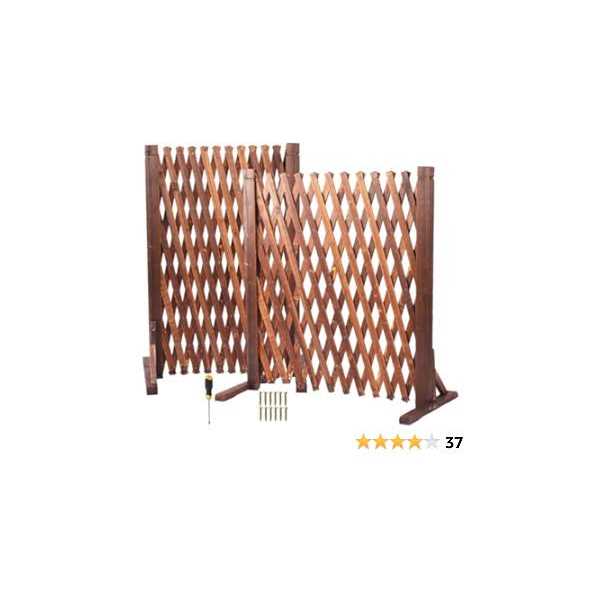 MYOYAY 2PCS Extendable Instant Fence Expandable Freestanding Wood Garden Trellis Fence Retractable Wooden Fence Gate Plant Screen for Home Yard - Image 3