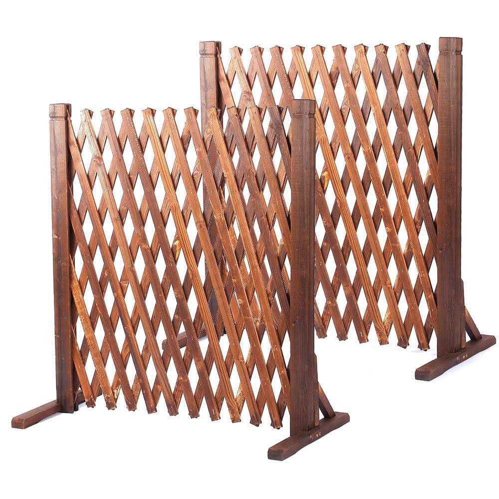 MYOYAY 2PCS Extendable Instant Fence Expandable Freestanding Wood Garden Trellis Fence Retractable Wooden Fence Gate Plant Screen for Home Yard - Image 4