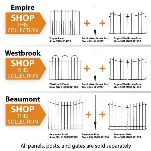 Vigoro Empire 30 in. x 36 in. Black Steel Fence Panel - Image 3