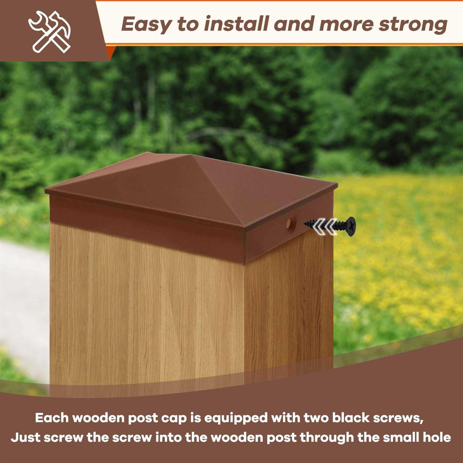 Azdele Aluminum Pyramid Post Caps Cover Nominal Wood Post - Image 3