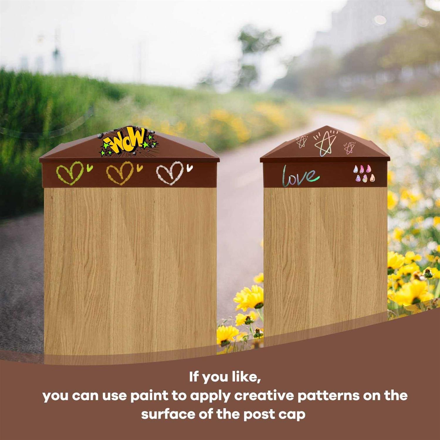 Azdele Aluminum Pyramid Post Caps Cover Nominal Wood Post - Image 5