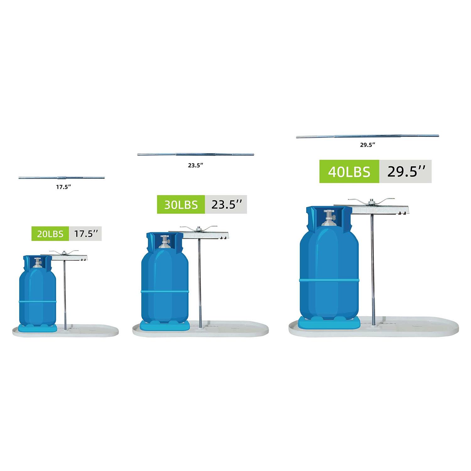 Rvpnr Rv Dual Propane Tank Mounting Rack 40lb,30lb and 20ld Tanks for Camper and Travel Trailers with Different Connecting Pipes - Image 5