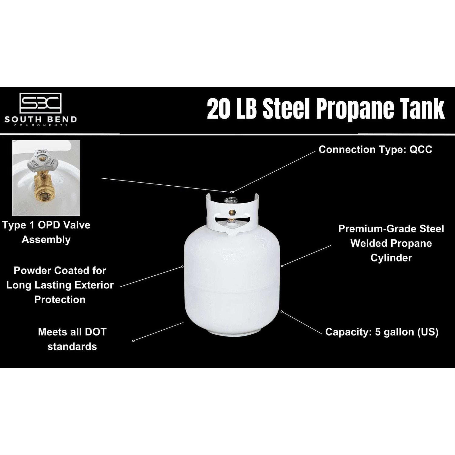 South Bend Components 20 Pound Steel Propane Tank Cylinder with Type 1 Overflow Protection Device Valve, for Grills and BBQs - Image 3