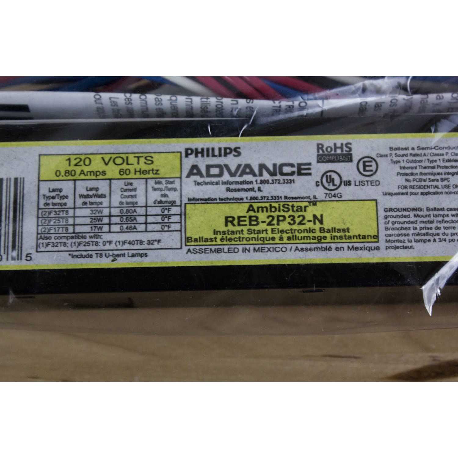 Philips Advance Instant Start 32W 120V 1 or 2 Lamp Electronic Ballast REB2P32N35M - Image 5