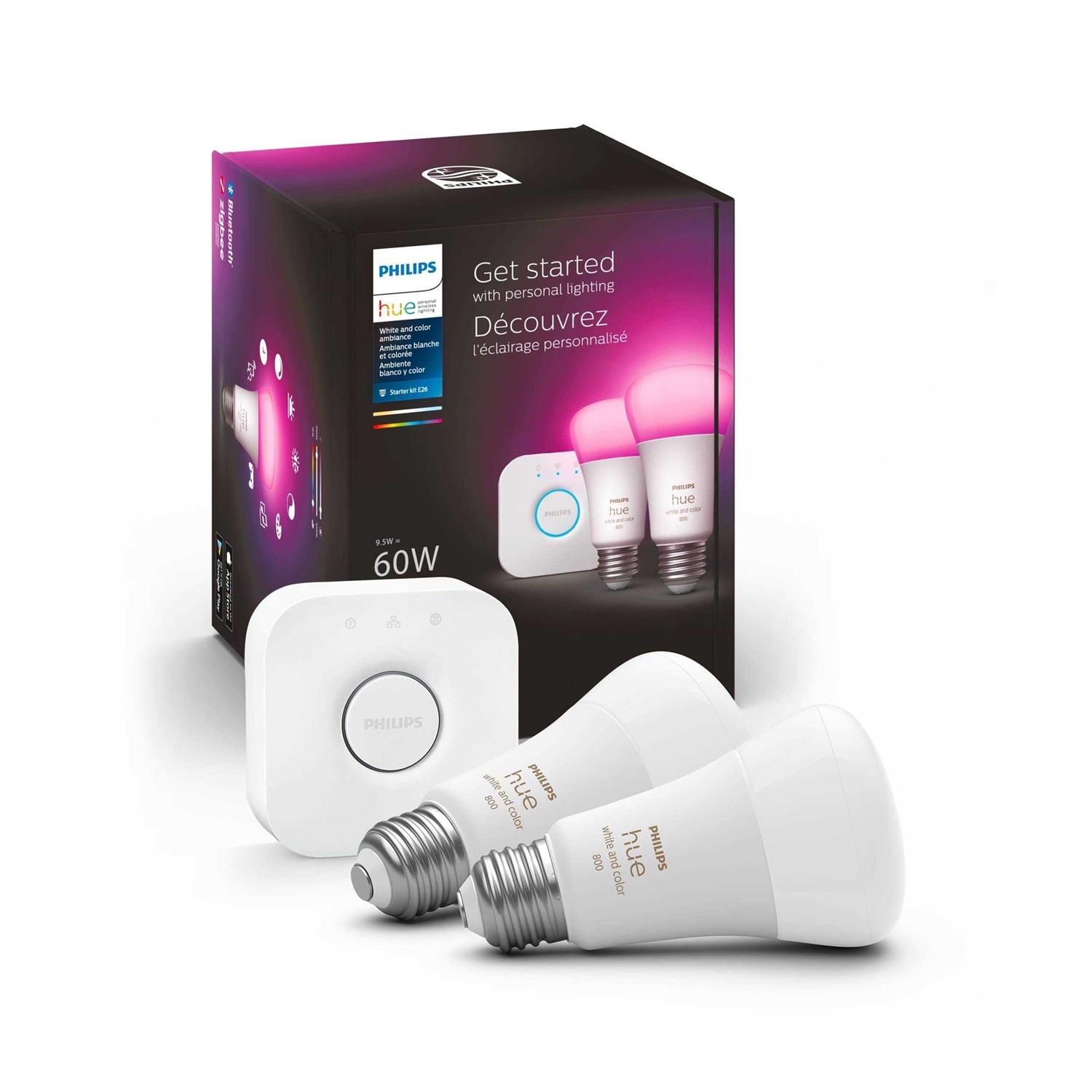 Philips Hue A19 Bluetooth 60W Smart LED Starter Kit