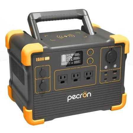 pecron Portable Power Station E600lfp 614Wh Solar Generator Power Station with 3X1200W AC Outlets 100W USB-C PD Output LiFePO4 Battery Backup