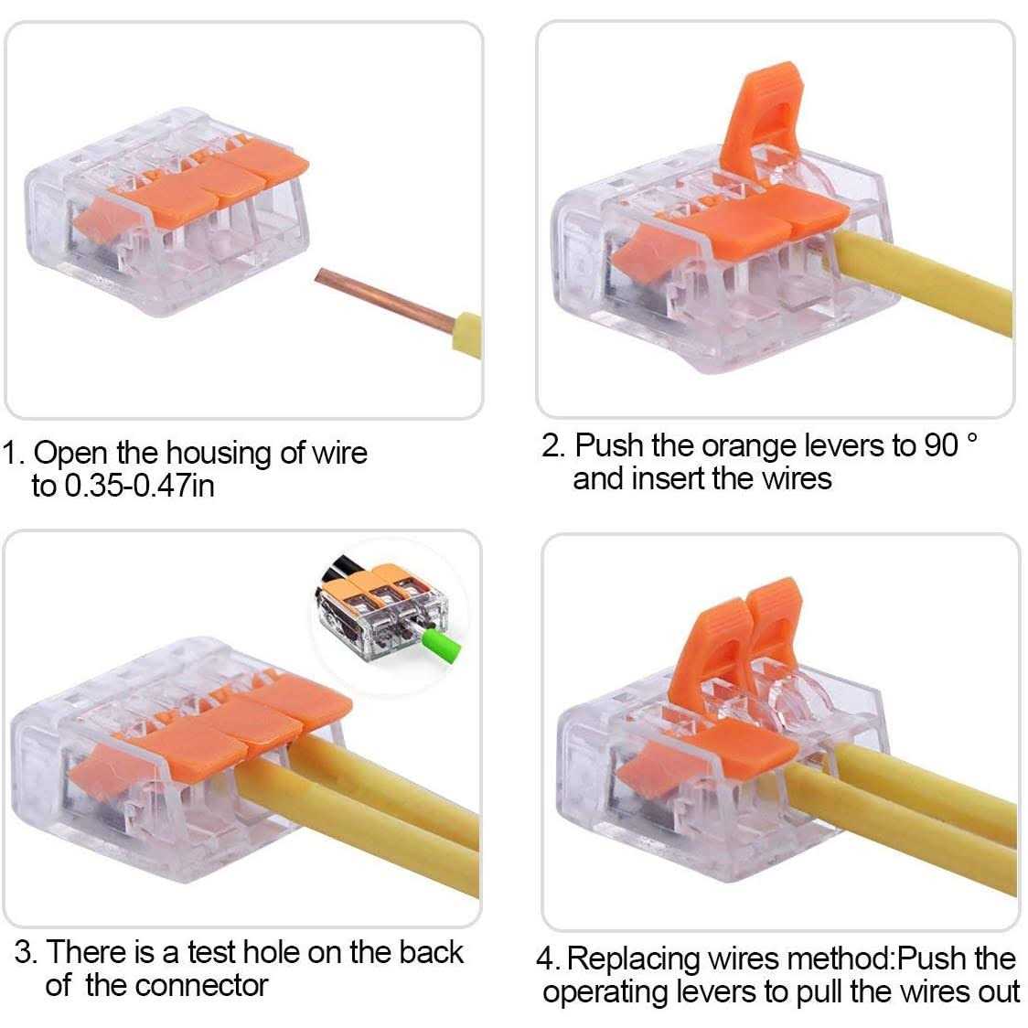 HTCELLE Lever Wire Connectors 75 Pcs Wire Connector Assortment Pack Compact Splicing Connector Kit for Electrical Wires Solid Stranded Flexible - Image 2
