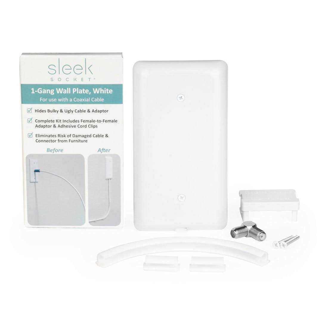 Sleek Socket 1-Gang Wall Plate with Adhesive Cable Management Kit Coax Only - Image 4