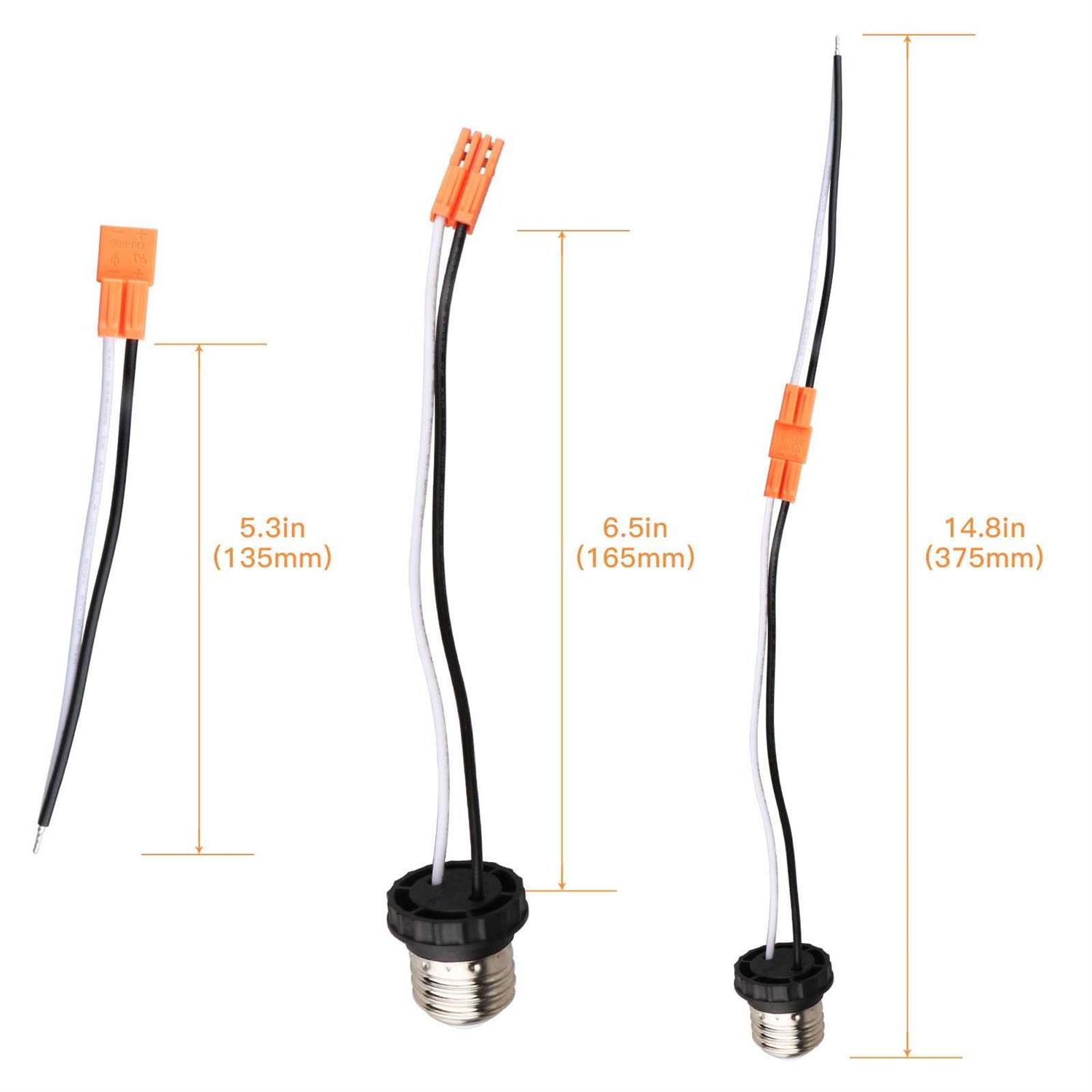 E26 Socket Adapter 6 Pack Light Bulb Socket Pigtail Screw in Male Light Socket Pigtail - Image 2