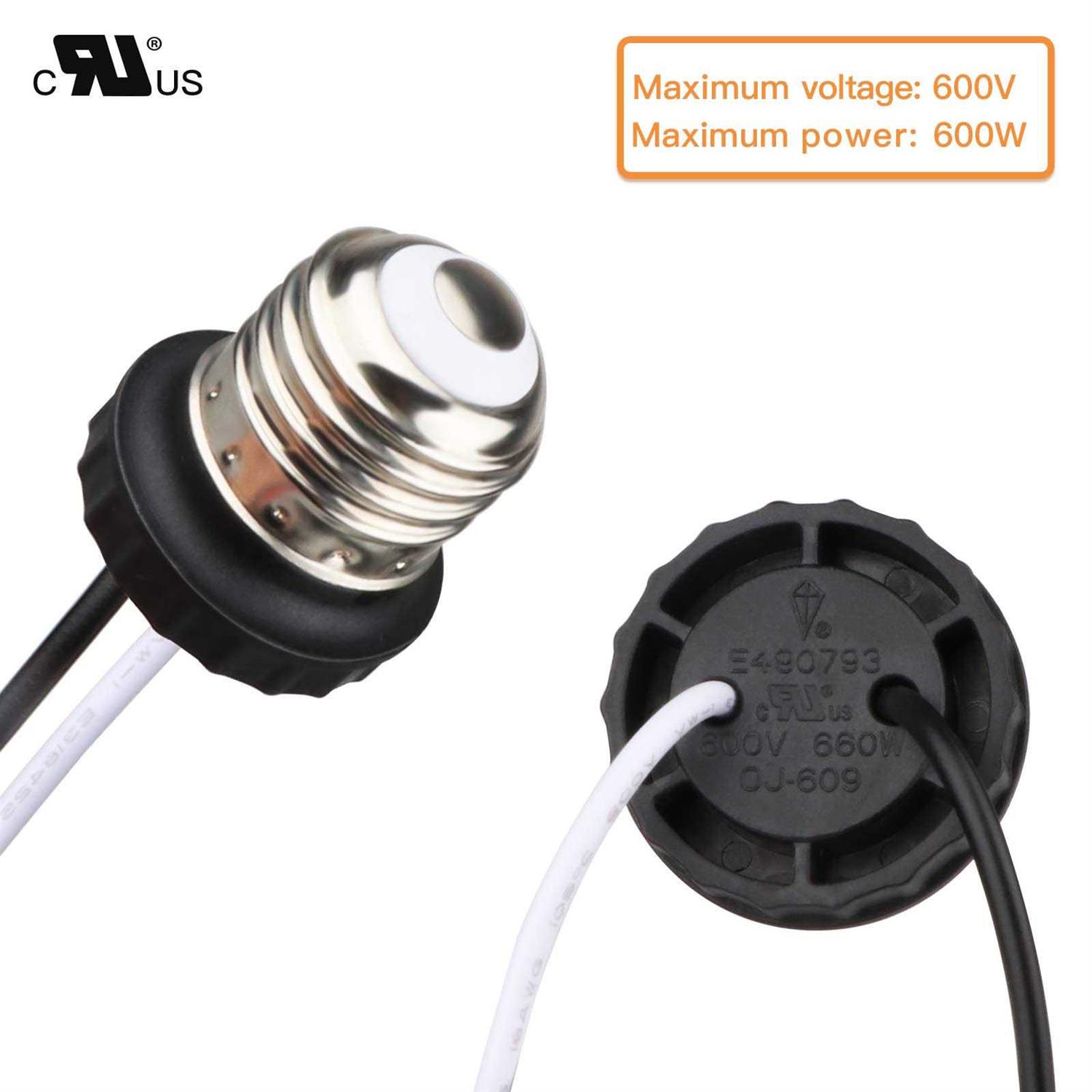 E26 Socket Adapter 6 Pack Light Bulb Socket Pigtail Screw in Male Light Socket Pigtail - Image 3