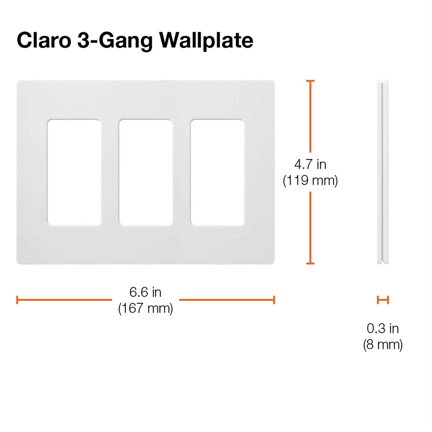 Lutron Claro 3 Gang Wallplate White CW-3-WH - Image 5