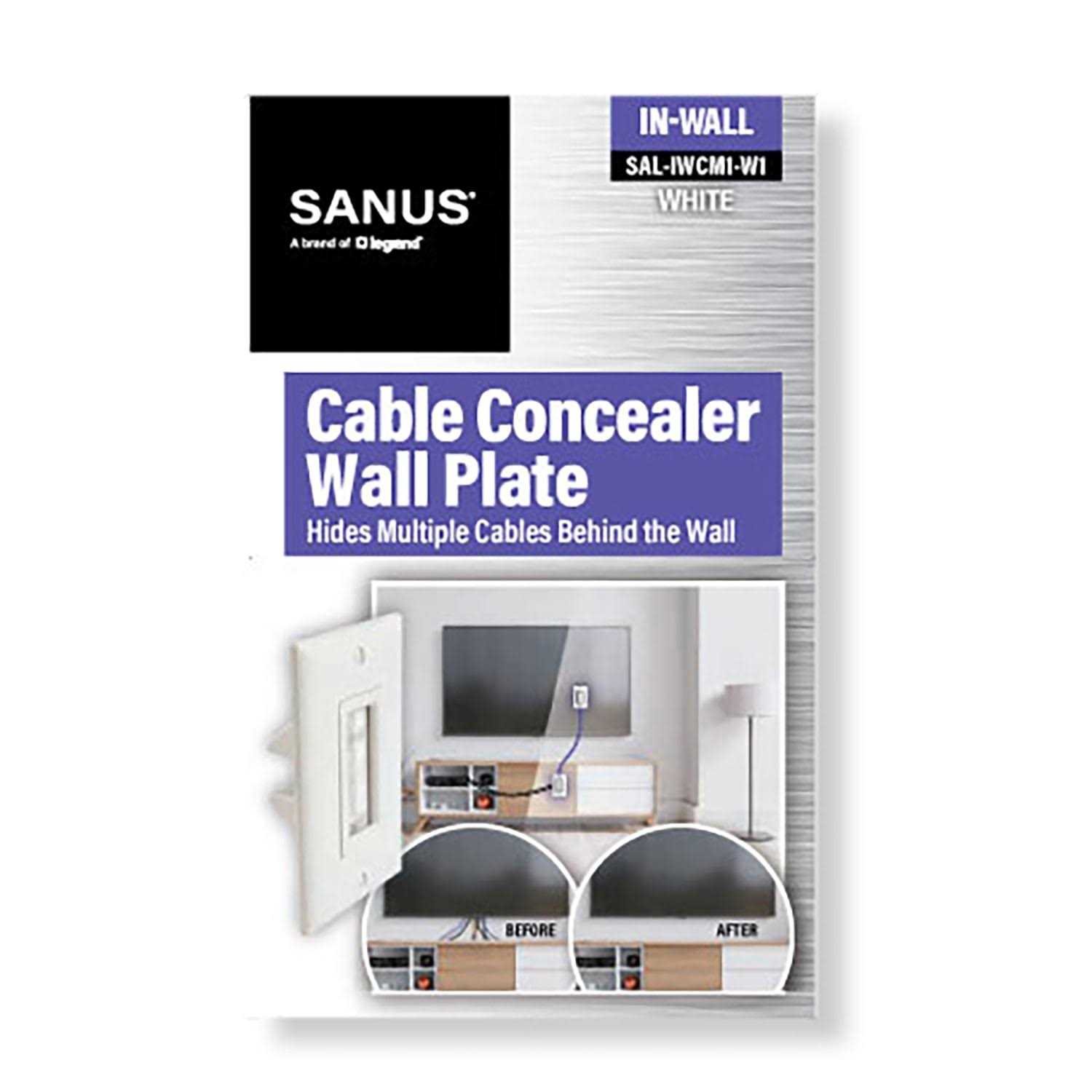 Sanus 1-Gang White Nylon Indoor Wall Plate SALIWCM1W1 - Image 2