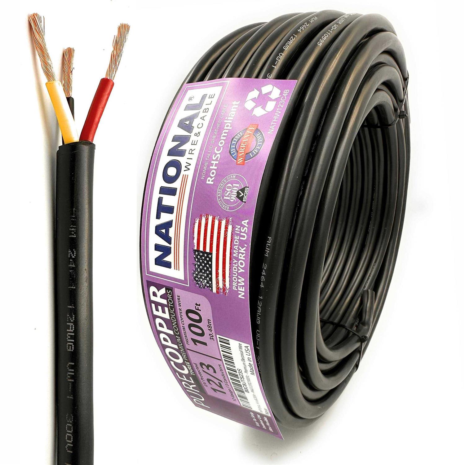 NATIONAL Wire&Cable Gauge 3 Conductors Premium Electrical Wire Made in USA