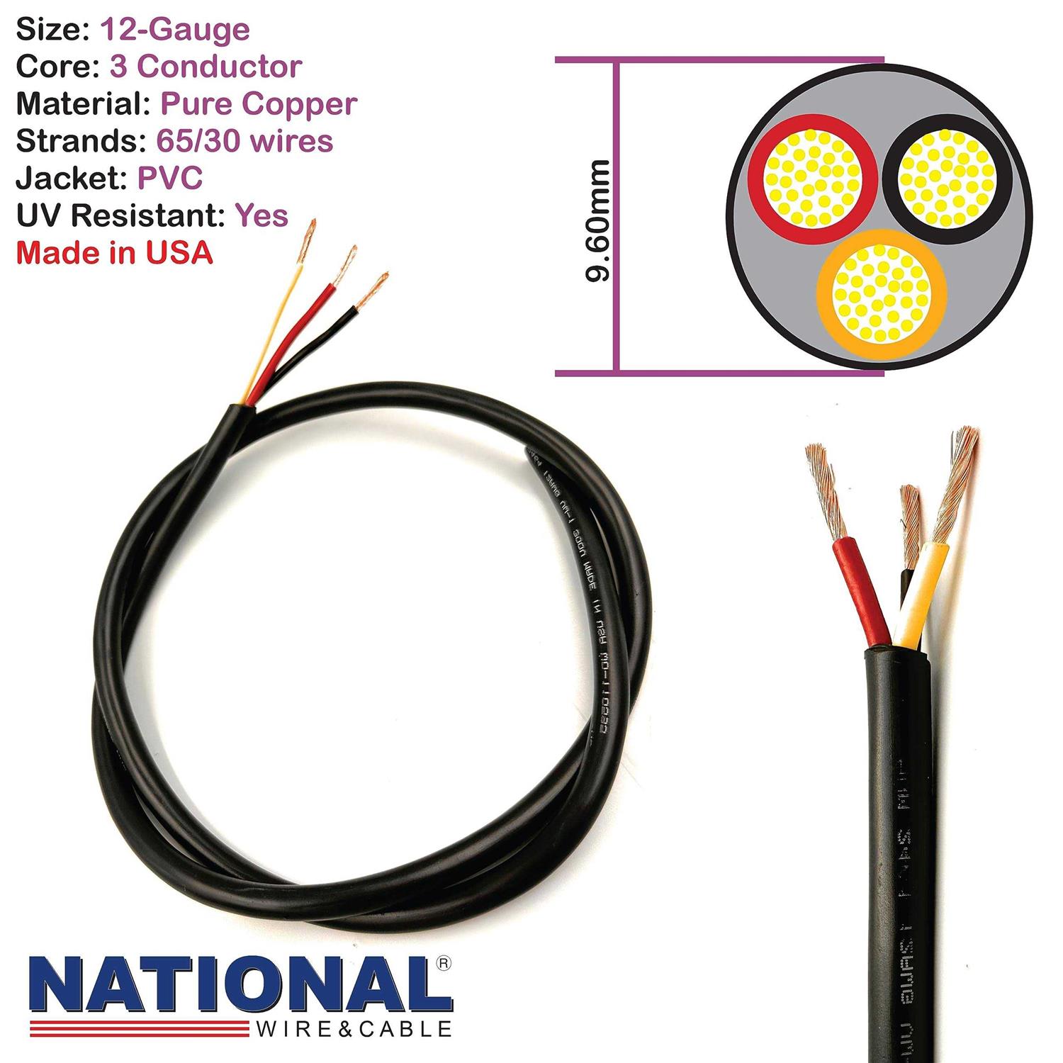NATIONAL Wire&Cable Gauge 3 Conductors Premium Electrical Wire Made in USA - Image 3
