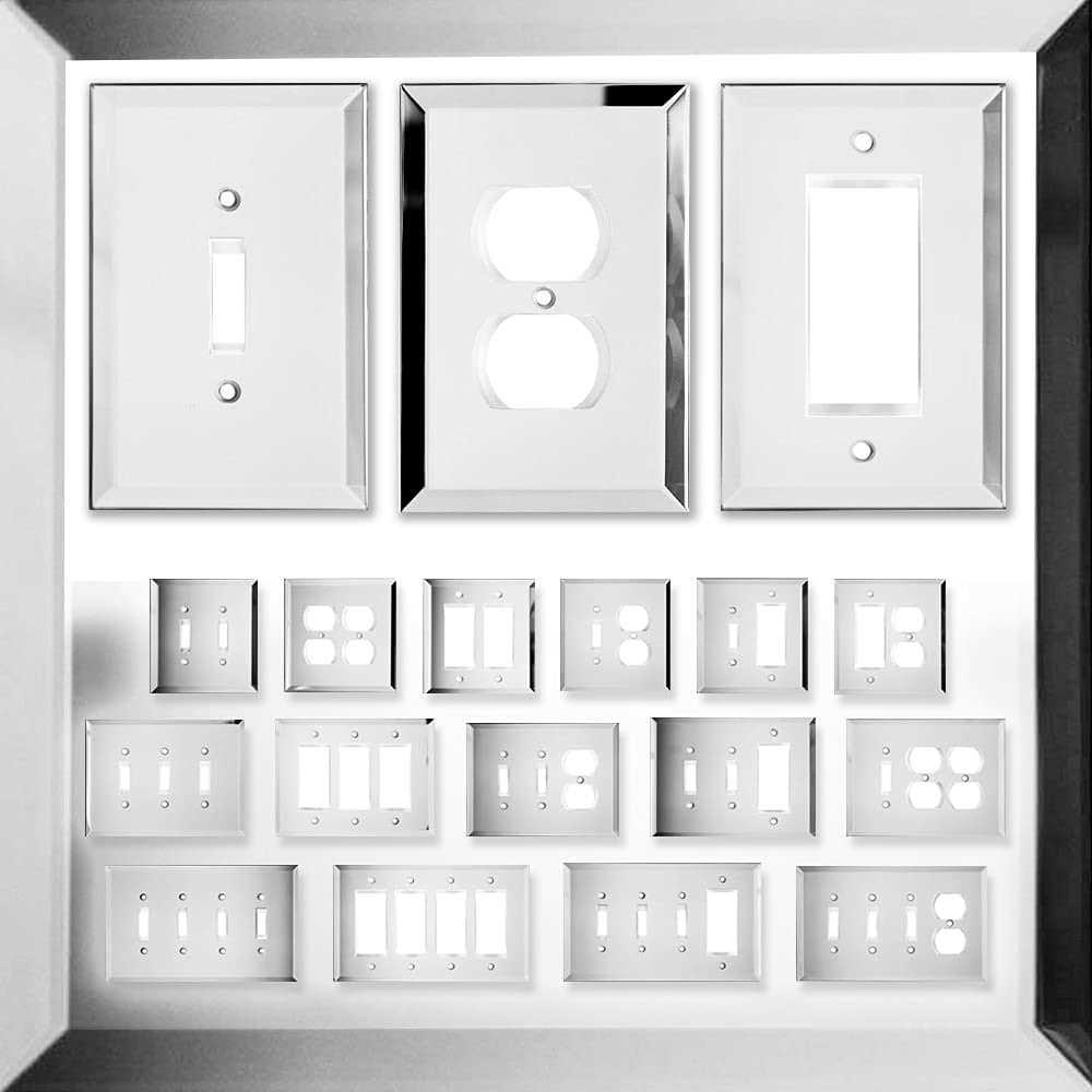 Switch Hits Duplex Wall Plate One Gang Receptacle Outlet Cover Glass Mirror - Image 3