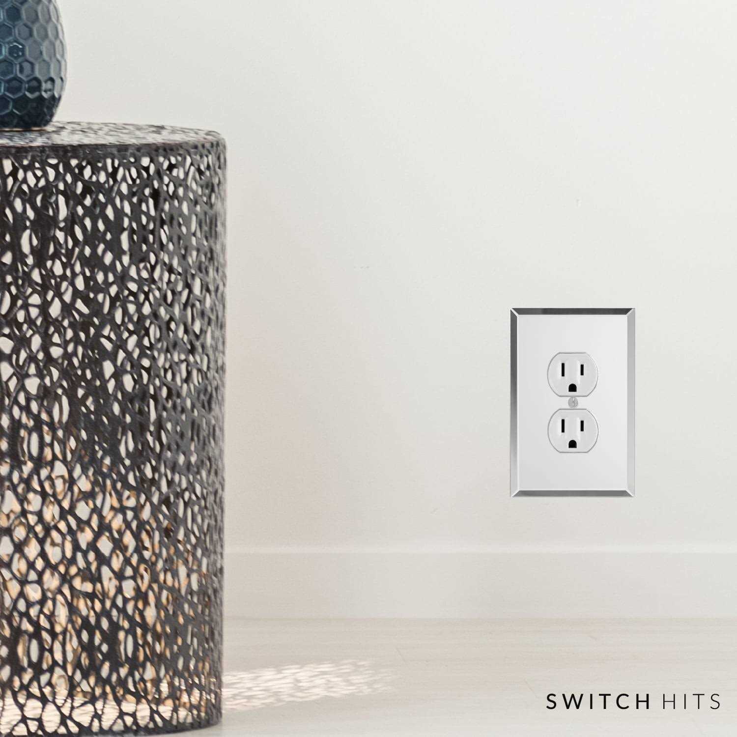 Switch Hits Duplex Wall Plate One Gang Receptacle Outlet Cover Glass Mirror - Image 5
