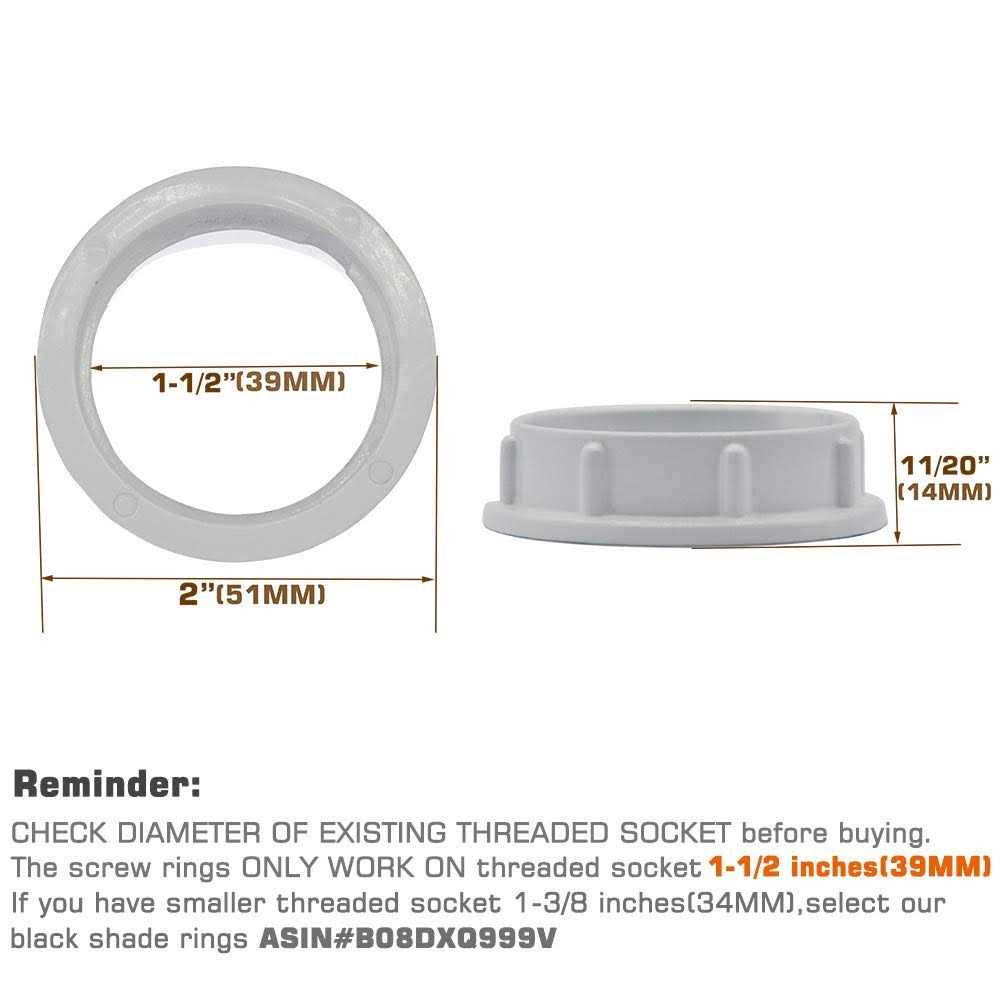 EMNOOTI Light Socket Shade Rings Aluminum Threaded Socket Ring for Medium Base E26 Sockets Retaining Rings for Glass Lamp Shades/Light Fixtures - Image 5