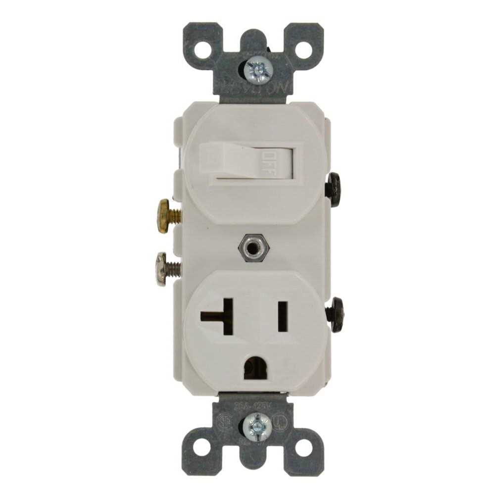Leviton 5335-W 20 Amp Duplex Combination Switch - Image 4