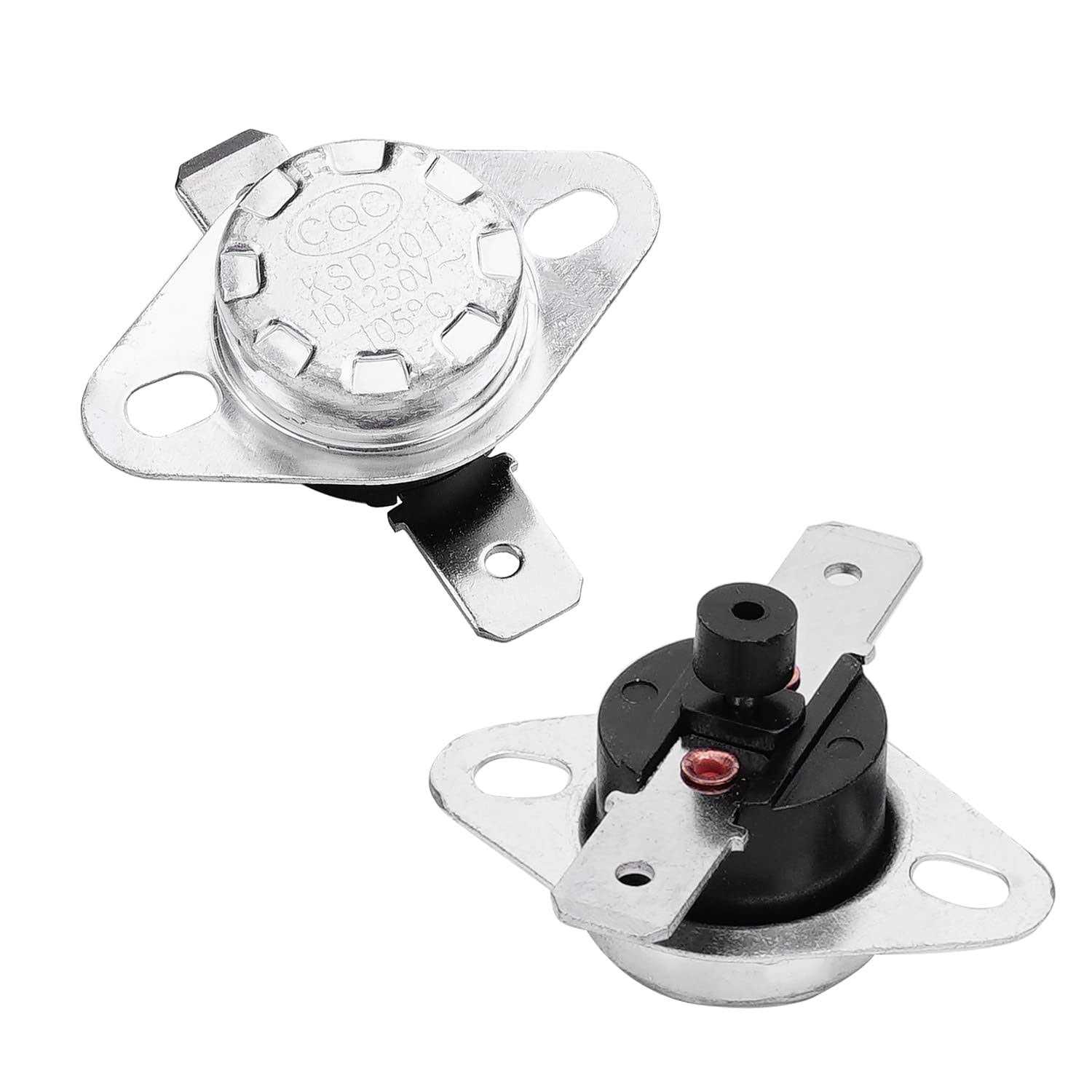 Fielect KSD301 Thermostat Temperature Control Switch Adjust Snap Disc Temperature Switch Normally Closed 2 Pcs